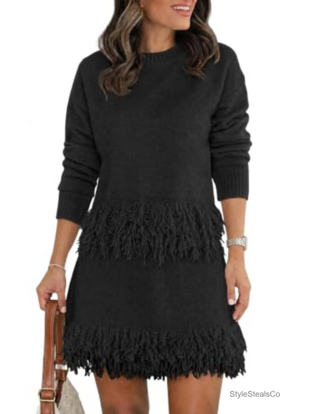 Women's 2 Piece Skirt Set Fringe Knit Sweater Mini Skirt Casual
